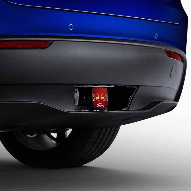 Beabes Merry Christmas Safe Hitch Cover With Deer and Snowflakes - 2 Inch Square Trailer Hitch for Car Rear Receiver - Gold Red Soft Rubber for Trucks SUVs RVs - Image 4